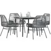 Image de vidaXL Ensemble à manger jardin coussins 5 pcs gris poly rotin verre