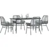 Image de vidaXL Ensemble à manger jardin coussins 5 pcs gris poly rotin verre