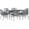 Image de vidaXL Ensemble à manger jardin coussins 7 pcs gris poly rotin verre