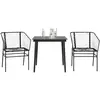 Image de vidaXL Ensemble à manger de jardin 3 pcs noir résine tressée verre