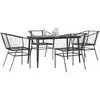 Image de vidaXL Ensemble à manger de jardin 5 pcs noir résine tressée verre
