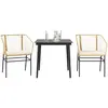 Image de vidaXL Ensemble à manger jardin coussins 3pcs marron poly rotin verre