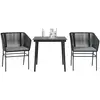Image de vidaXL Ensemble à manger de jardin et coussins 3 pcs noir rotin verre