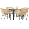 Image de vidaXL Ensemble à manger jardin coussins 5pcs marron poly rotin verre