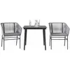Image de vidaXL Ensemble à manger jardin coussins 3 pcs gris poly rotin verre