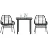 Image de vidaXL Ensemble à manger de jardin 3 pcs noir résine tressée verre