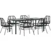 Image de vidaXL Ensemble à manger de jardin 7pcs noir poly rotin verre