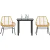 Image de vidaXL Ensemble à manger de jardin 3pcs marron résine tressée verre