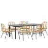 Image de vidaXL Ensemble à manger jardin 7pcs marron rpoly otin verre