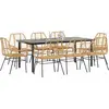 Image de vidaXL Ensemble à manger de jardin 9 pcs marron résine tressée verre