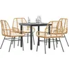 Image de vidaXL Ensemble à manger jardin coussins 5pcs marron poly rotin verre