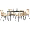 Image de vidaXL Ensemble à manger jardin coussins 5pcs marron poly rotin verre