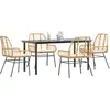 Image de vidaXL Ensemble à manger jardin coussins 5pcs marron poly rotin verre