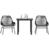 Image de vidaXL Ensemble à manger de jardin et coussins 3 pcs noir rotin verre