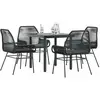 Image de vidaXL Ensemble à manger de jardin et coussins 5 pcs noir rotin verre