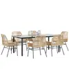 Image de vidaXL Ensemble à manger jardin coussins 7pcs marron poly rotin verre