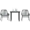 Image de vidaXL Ensemble à manger jardin coussins 3 pcs gris poly rotin verre