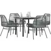 Image de vidaXL Ensemble à manger jardin coussins 5 pcs gris poly rotin verre