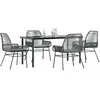 Image de vidaXL Ensemble à manger jardin coussins 5 pcs gris poly rotin verre