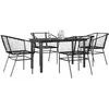 Image de vidaXL Ensemble à manger de jardin 5 pcs noir résine tressée verre