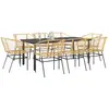 Image de vidaXL Ensemble à manger de jardin 9 pcs marron résine tressée verre
