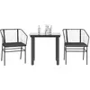 Image de vidaXL Ensemble à manger de jardin et coussins 3 pcs noir rotin verre