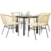 Image de vidaXL Ensemble à manger jardin coussins 5pcs marron poly rotin verre
