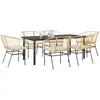 Image de vidaXL Ensemble à manger jardin coussins 7pcs marron poly rotin verre