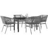 Image de vidaXL Ensemble à manger jardin coussins 5 pcs gris poly rotin verre