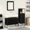Image de vidaXL Ensemble de mobilier de salle de bain 3 pc Noir