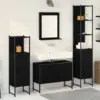 Image de vidaXL Ensemble de mobilier de salle de bain avec étagère 4 pcs Noir