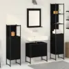 Image de vidaXL Ensemble de mobilier de salle de bain avec étagère 4 pcs Noir