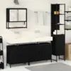 Image de vidaXL Ensemble de mobilier de salle de bain avec étagère 4 pcs Noir