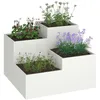 Image de vidaXL Jardinier de jardin Blanc Acier laminé à froid 80 x 80 x 60 cm