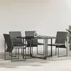 Image de vidaXL Chaise avec coussin 4 pcs Noir et anthracite Textilène