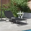 Image de vidaXL Chaise longue pliante Noir 188 x 57 x 86,5 cm Polyester