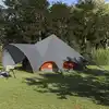 Image de vidaXL Tente Teepee 9 personnes Gris et orange 502 x 502 x 297 cm