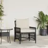 Image de vidaXL Chaise de jardin avec coussin Noir 73 x 61 x 77 cm polyrotin