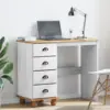 Image de vidaXL Bureau d'écriture avec tiroir ASKIM Blanc 95 x 40 x 75 cm
