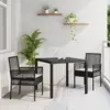 Image de vidaXL Ensemble de salle à manger pour jardin 3 pcs Noir polyrotin
