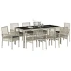Image de Ensemble de salle à manger de jardin 9 pièces vidaXL en poly rattan gris clair
