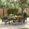 Image de vidaXL Ensemble de salle à manger pour jardin 7 pcs Noir polyrotin