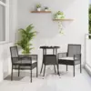 Image de vidaXL Ensemble de salle à manger pour jardin 3 pc Noir polyrotin