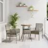 Image de vidaXL Ensemble de salle à manger pour jardin 3 pcs Gris polyrotin