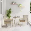 Image de vidaXL Ensemble bistro de jardin 3 pc Beige polyrotin