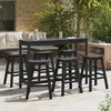 Image de vidaXL Ensemble de bar de jardin 6 pc Noir HDPE