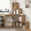Image de vidaXL Bureau d'angle Chêne artisanal 101,5 x 149,5 x 149,5 cm