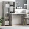 Image de vidaXL Bureau Gris béton 138,5 x 55 x 143 cm Bois d'ingénierie