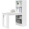 Image de vidaXL Bureau avec étagère Blanc 122 x 67 x 145 cm Bois d'ingénierie, Bureau à domicile tendance, table d'écriture moderne, rangement astucieux, idéal pour les pros