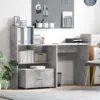 Image de vidaXL Bureau Gris béton 131,5 x 50 x 106,5 cm Bois d'ingénierie